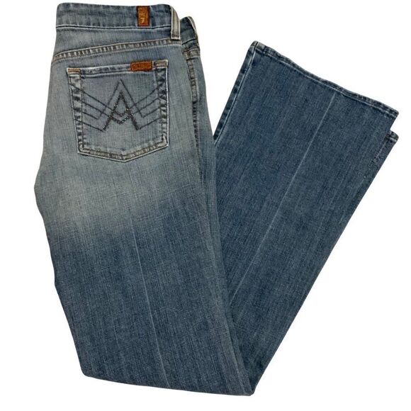 7 For All Mankind Sequined A Pocket Wide Leg Jeans Size 29 - Picture 1 of 12